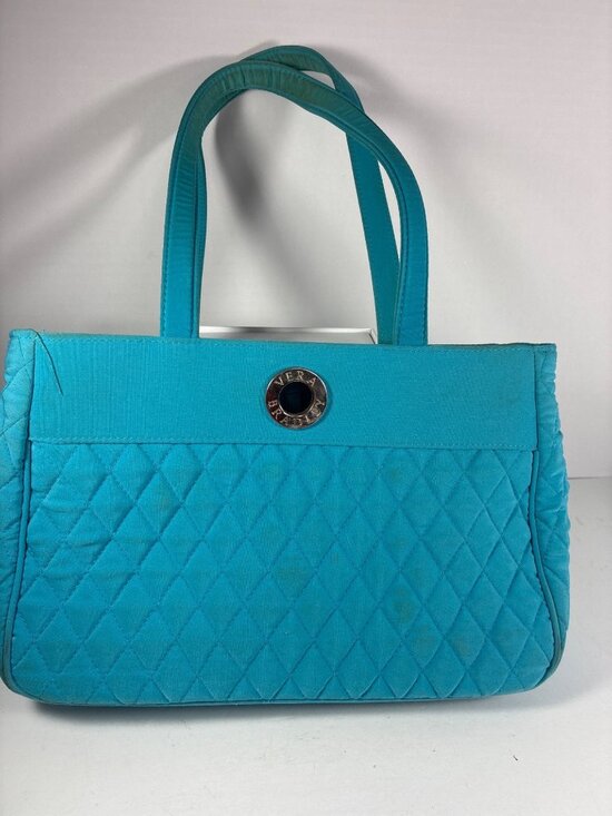 Vera Bradley Handbags - Vera Bradley Quilted Tote Turquoise Cotton Shoulder Bag Toggle Closure